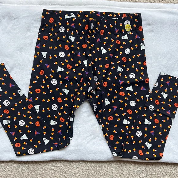 Childrens Place Womens Mommy Black Orange Pumpkin Halloween Glow Leggings Large - Picture 2 of 7